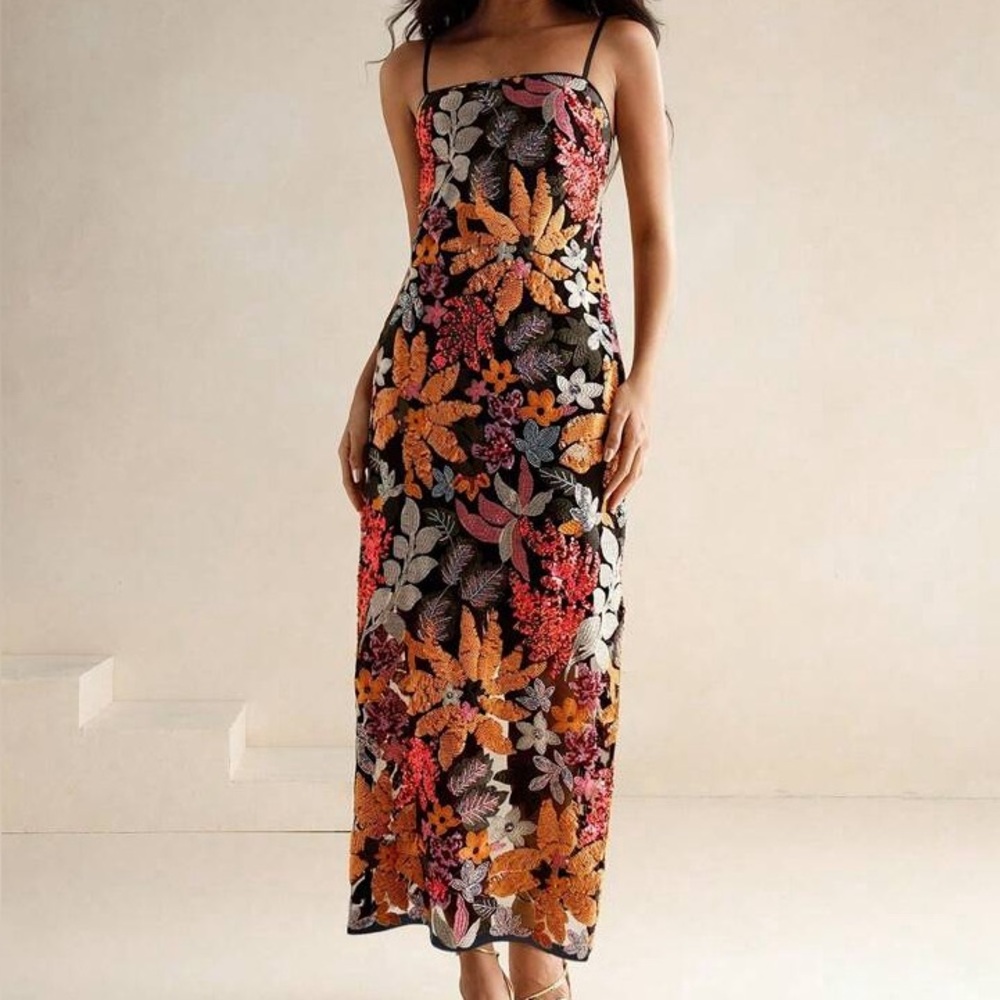 Floral Embroidered Wedding Guest Dress